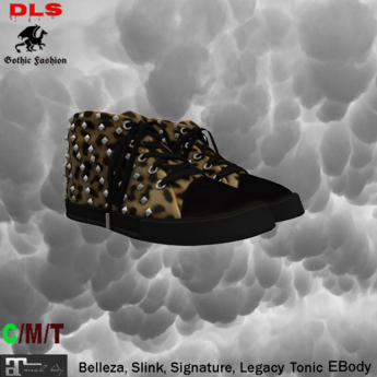 Second Life Marketplace - Sneakers flat feet black leopard rivets